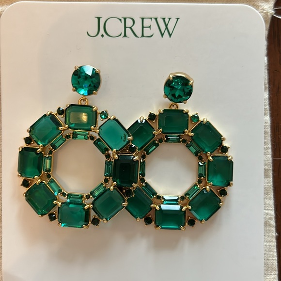 J. Crew Emerald Statement Drop Earrings - Picture 2 of 2